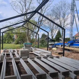 Using curb grad to land 95kg beam for floor